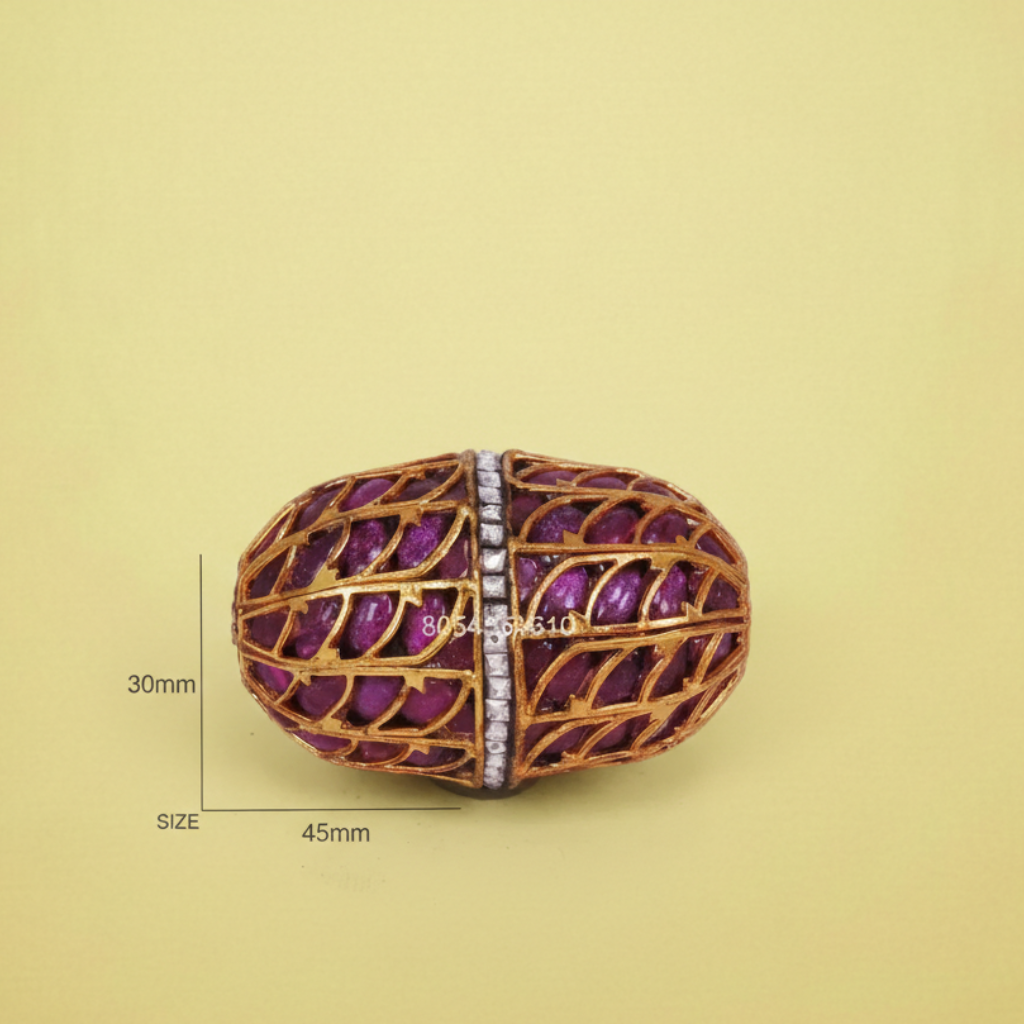 Ruby Gold Filigree Bead