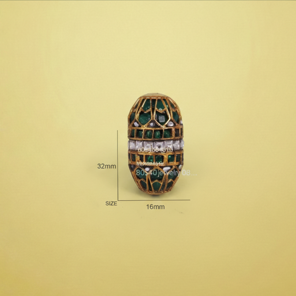 Ornate Gold Green Bead