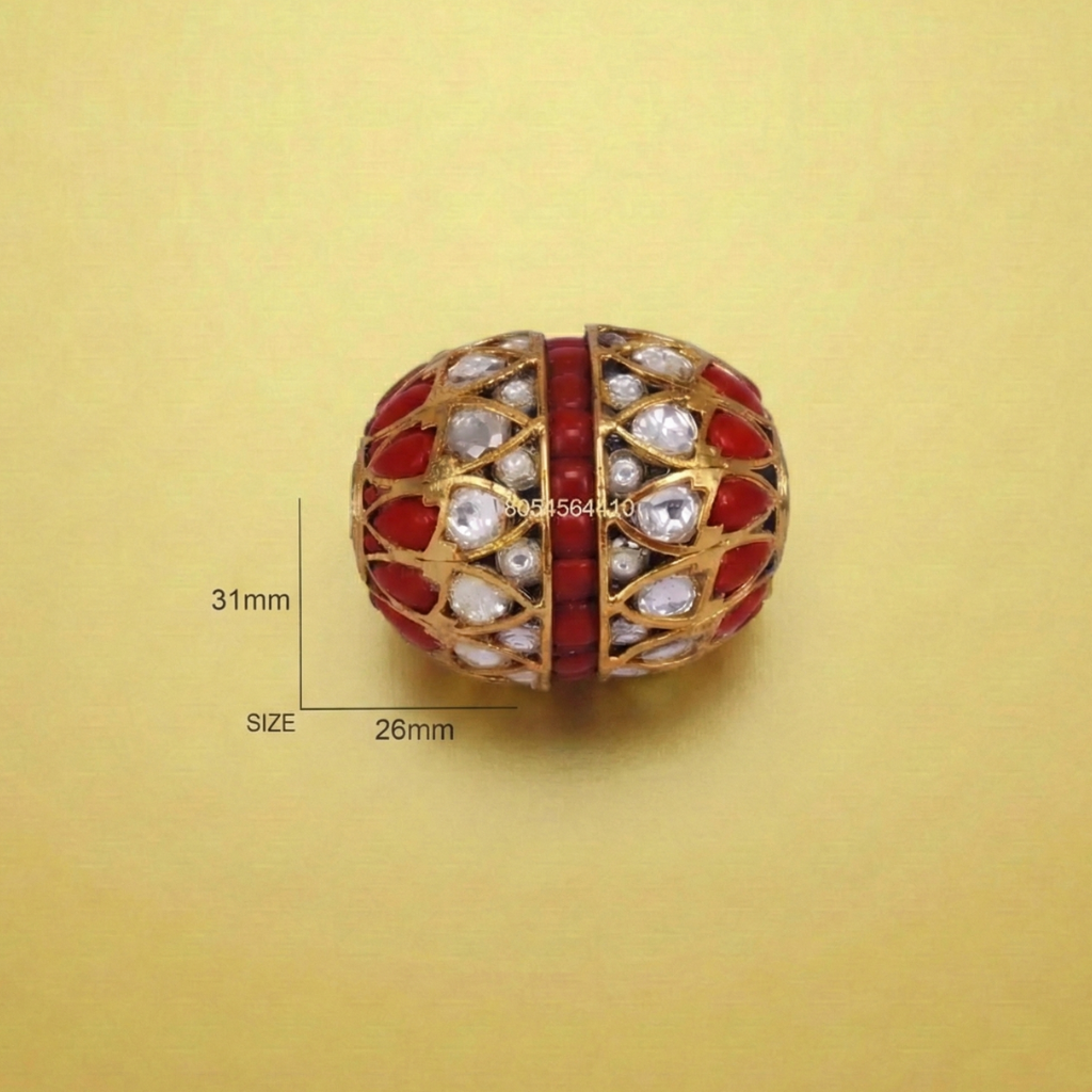 Ornate Red Gold Bead