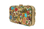 Gold Mirrored Embellished Box Clutch