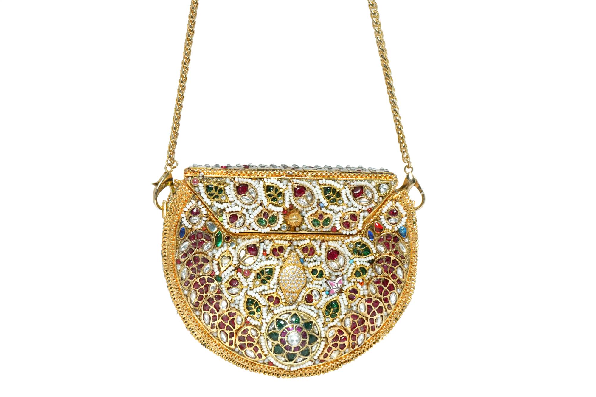 Embellished Golden Hard Case Clutch