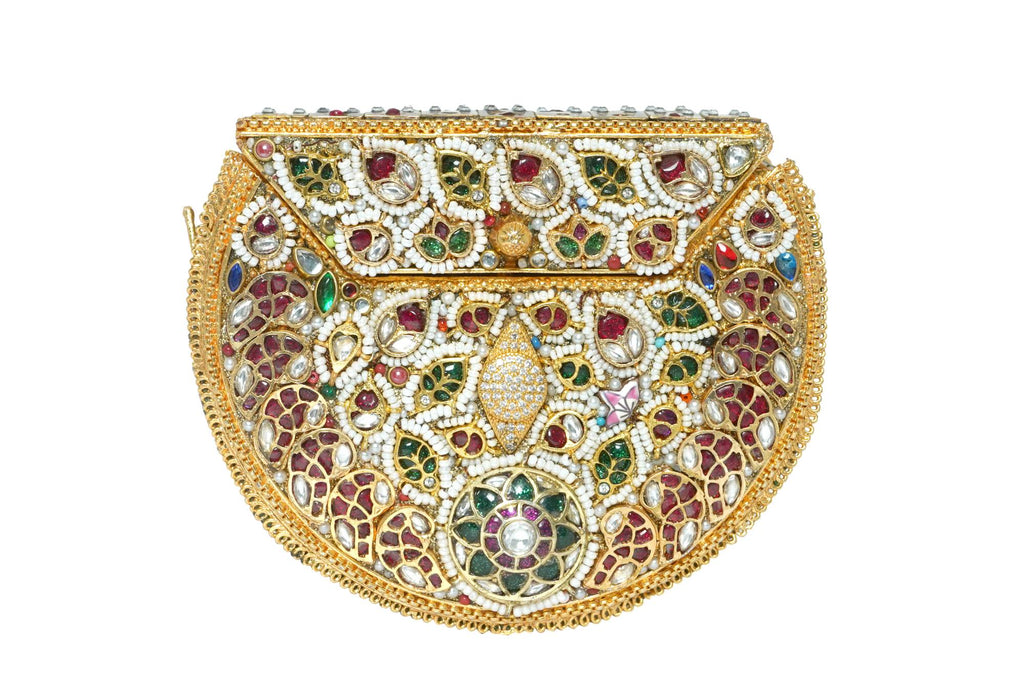 Embellished Golden Hard Case Clutch
