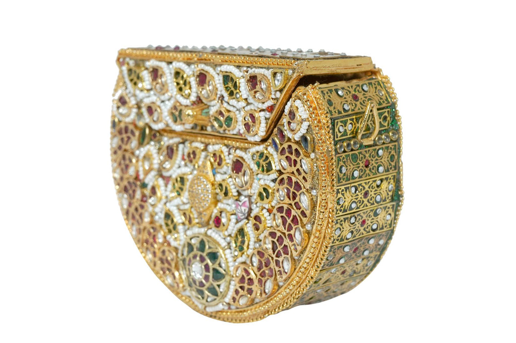 Embellished Golden Hard Case Clutch