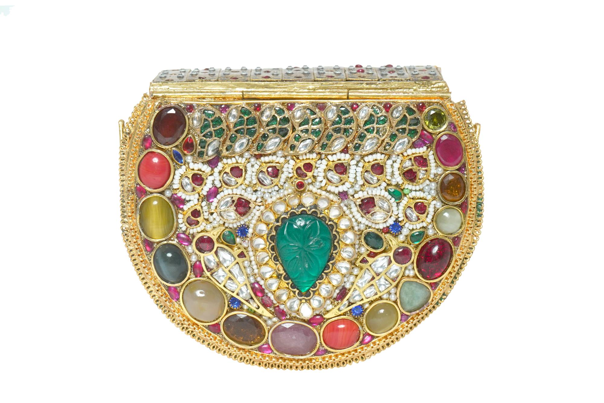 Embellished Golden Hard Case Clutch