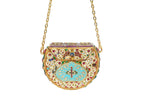 Embellished Metal Clutch with Chain Strap