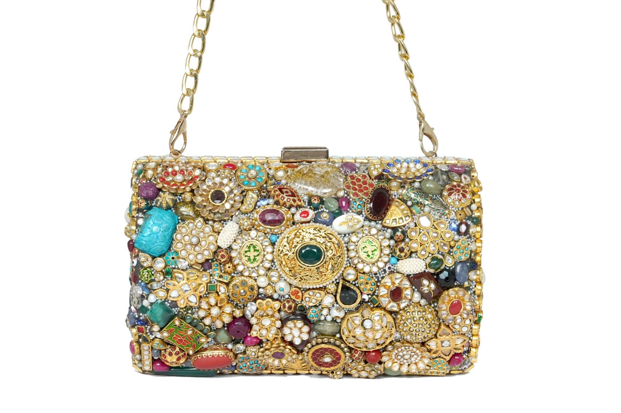 Hand-Embellished Jewel & Pearl Clutch