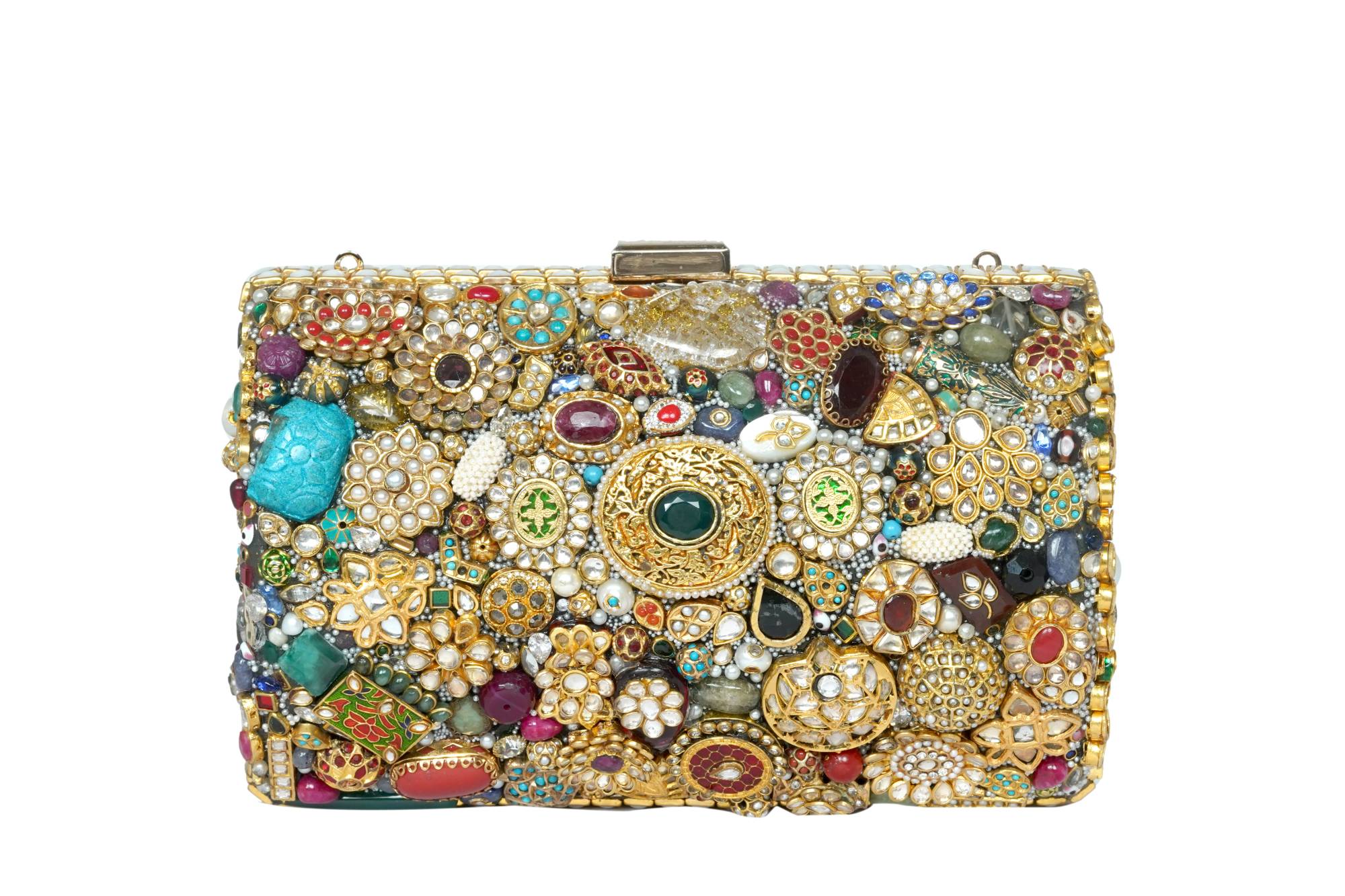 Hand-Embellished Jewel & Pearl Clutch