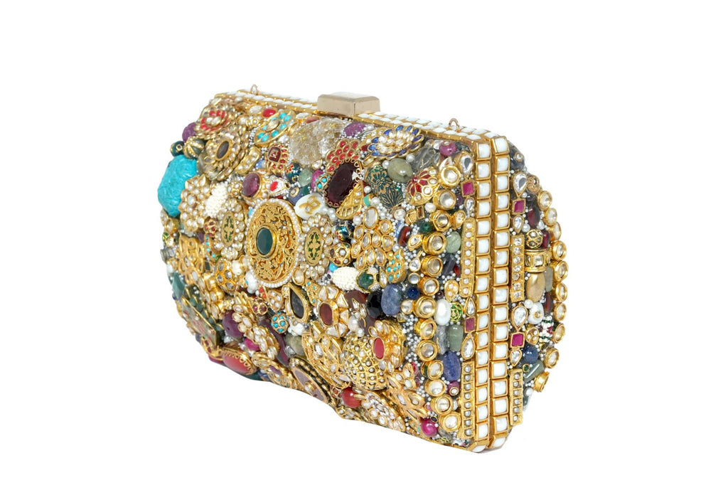 Hand-Embellished Jewel & Pearl Clutch