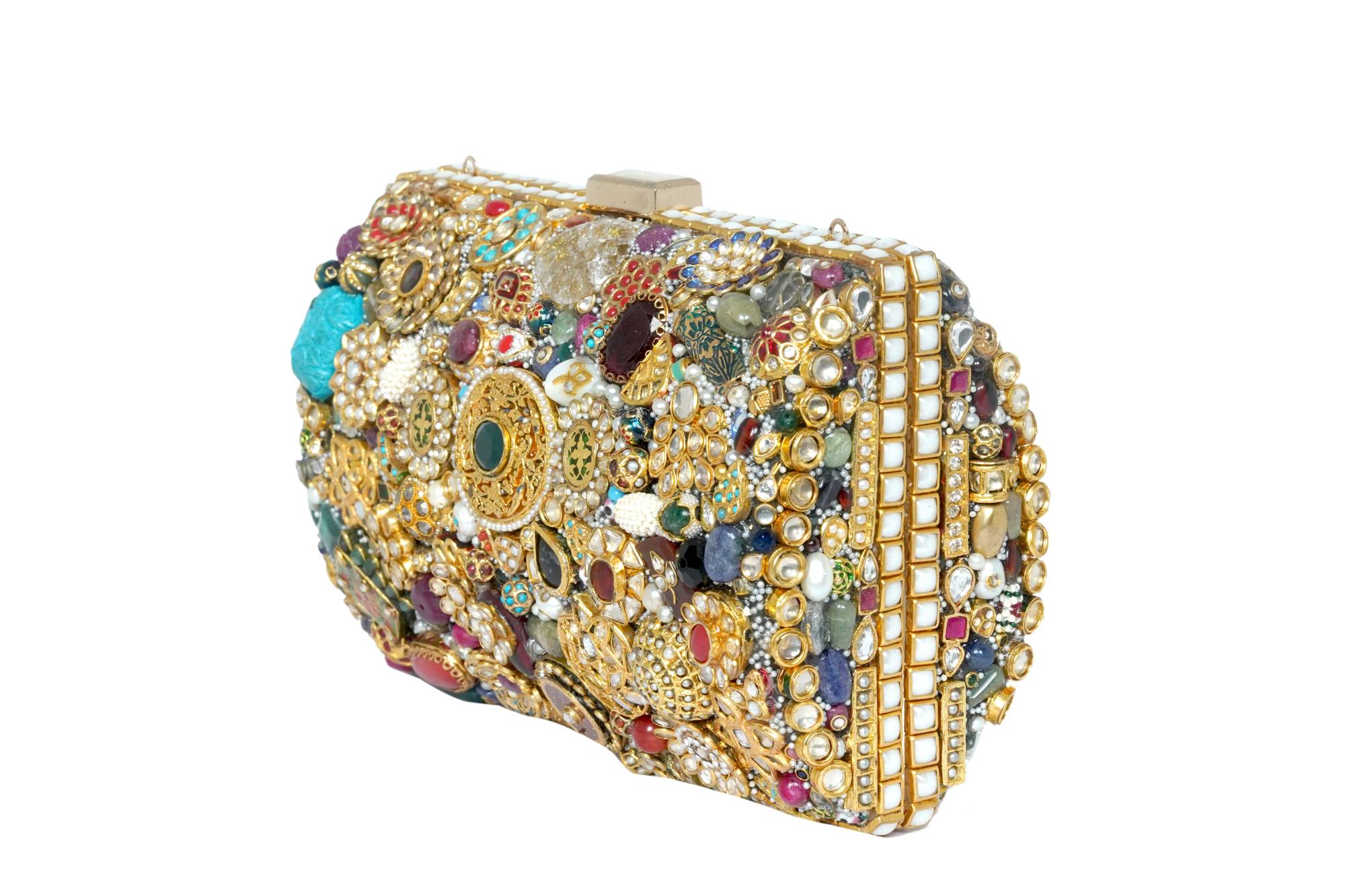 Hand-Embellished Jewel & Pearl Clutch