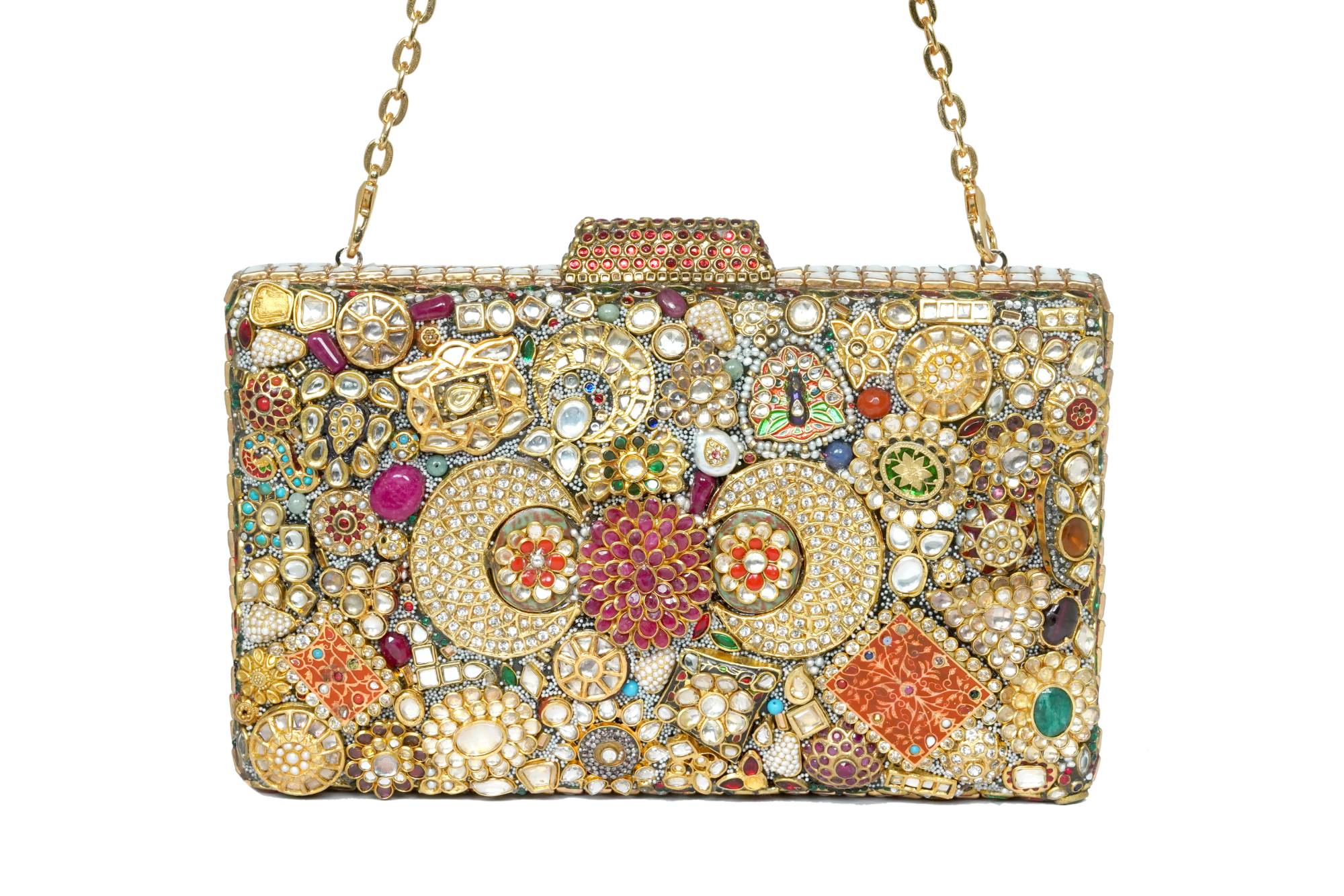 Luxurious Kundan & Stone Embellished Clutch Bag