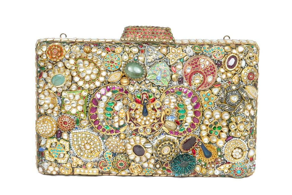 Luxurious Kundan & Stone Embellished Clutch Bag