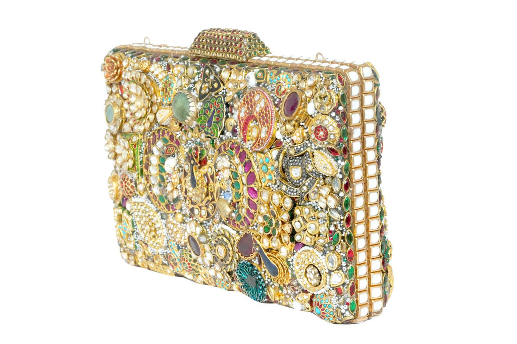 Luxurious Kundan & Stone Embellished Clutch Bag