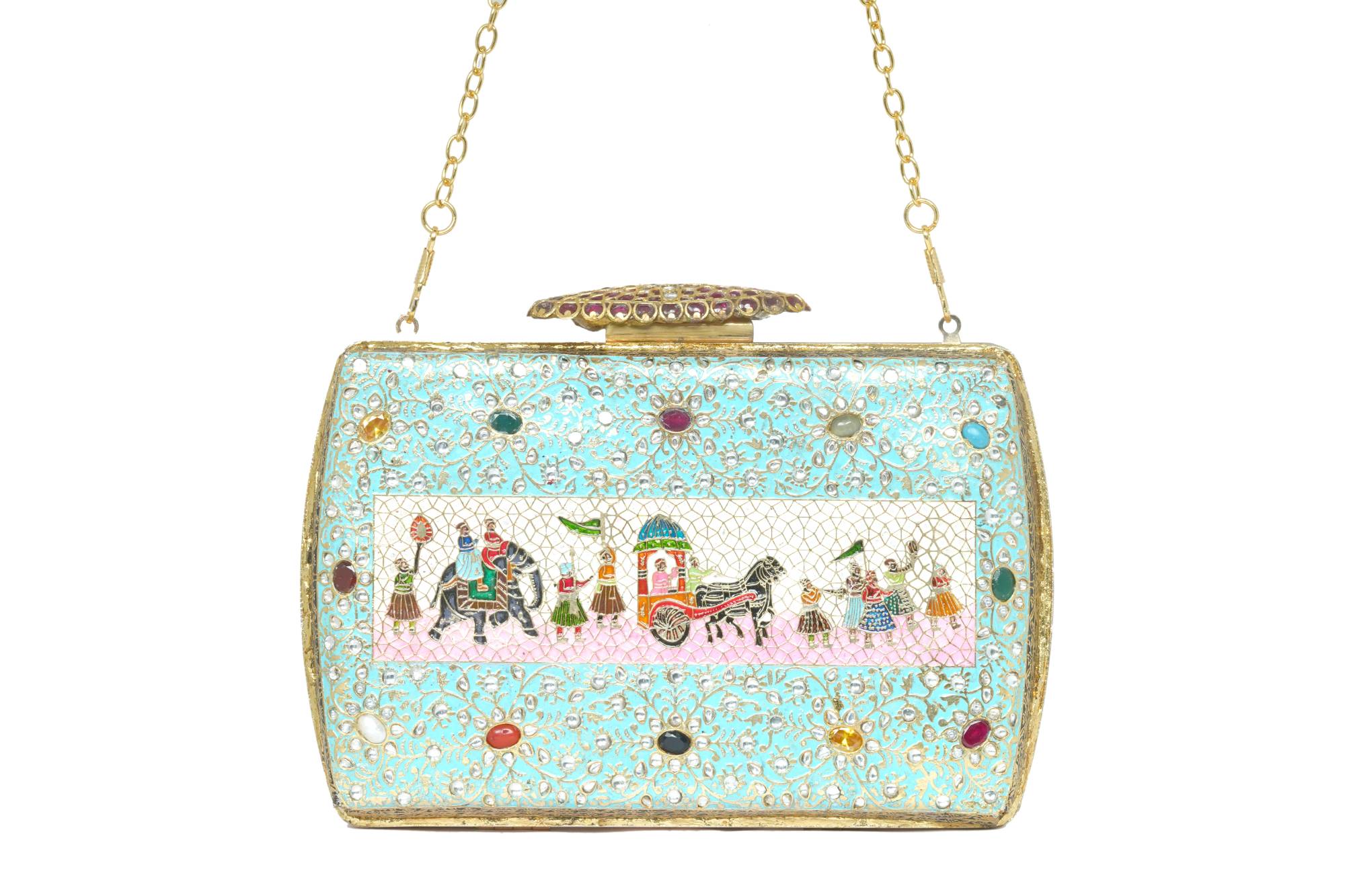 Handcrafted Embellished Minaudière Clutch