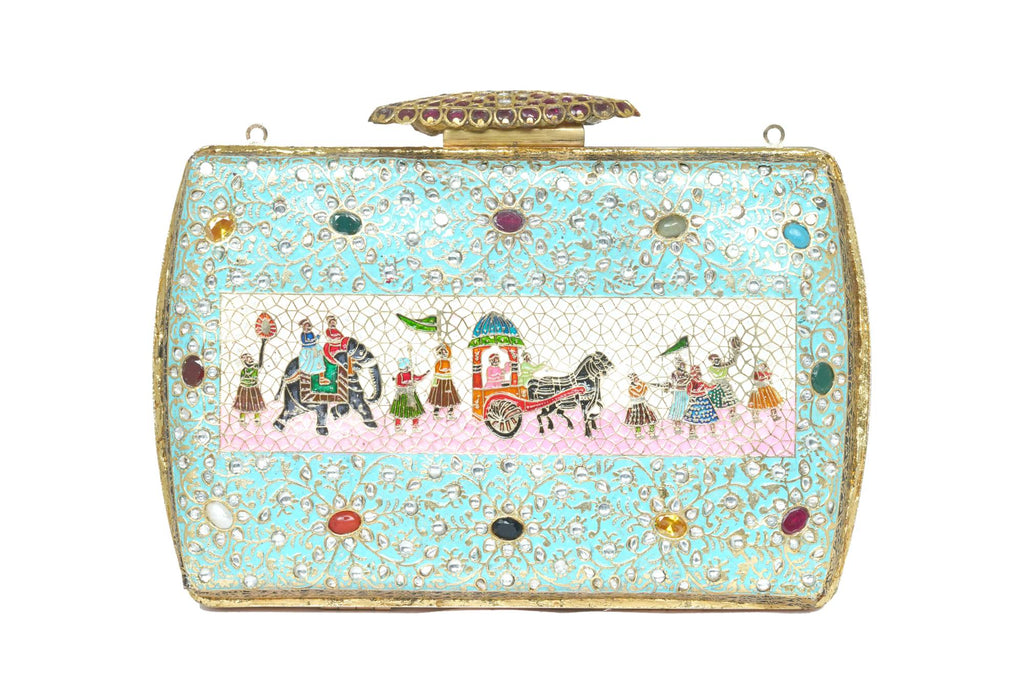 Handcrafted Embellished Minaudière Clutch