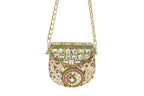 Embellished Kundan & Meenakari Clutch with Chain