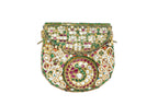 Embellished Kundan & Gemstone Clutch with Gold Chain