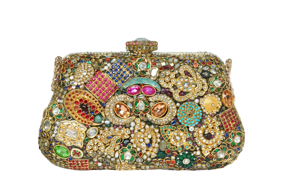 Luxurious Multi-Gem Embellished Clutch Bag
