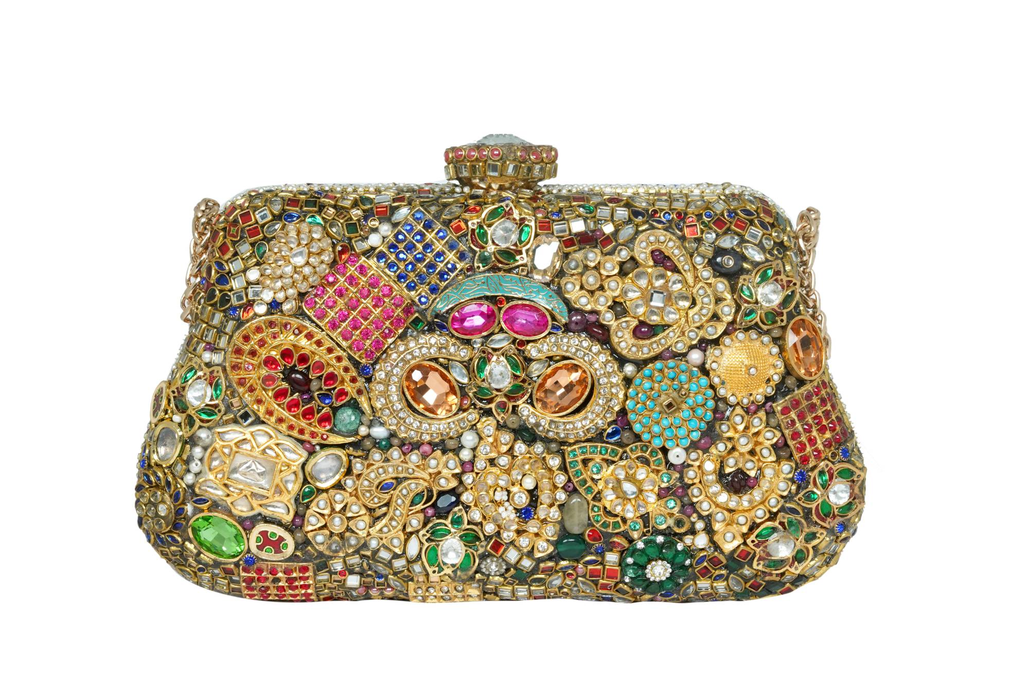Luxurious Multi-Gem Embellished Clutch Bag