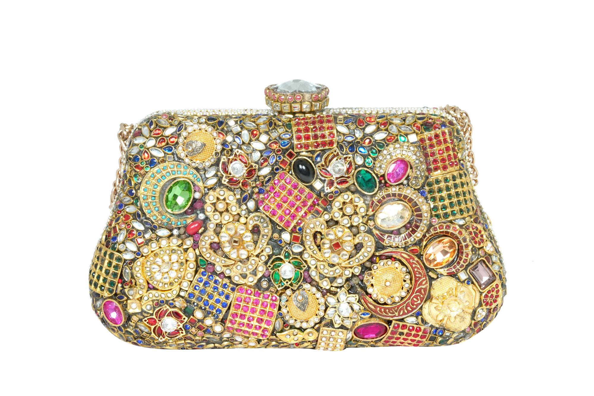 Luxurious Multi-Gem Embellished Clutch Bag