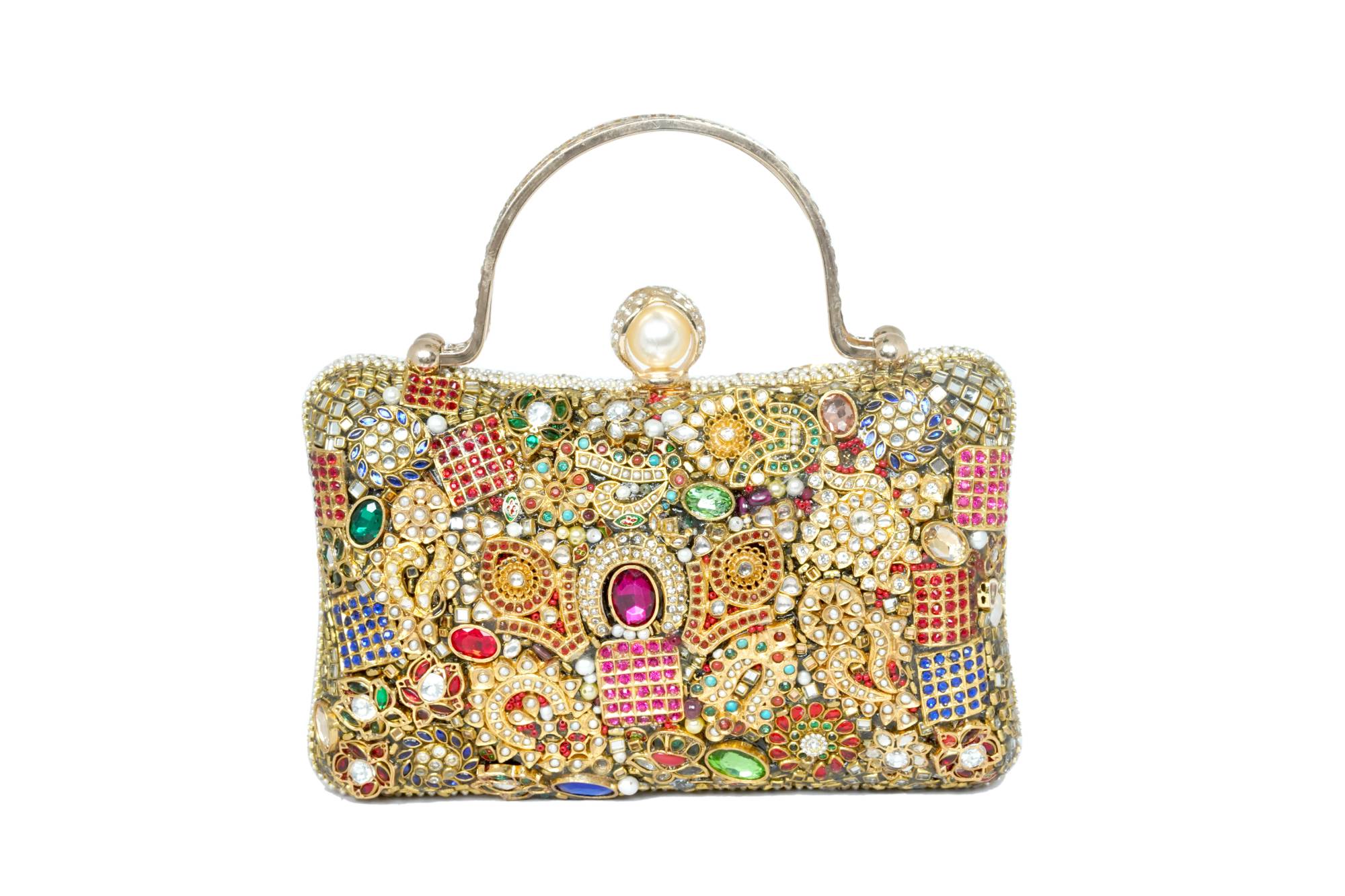 Embellished Jewel & Pearl Bridal Clutch