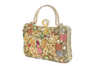 Embellished Gemstone & Kundan Clutch with Chain