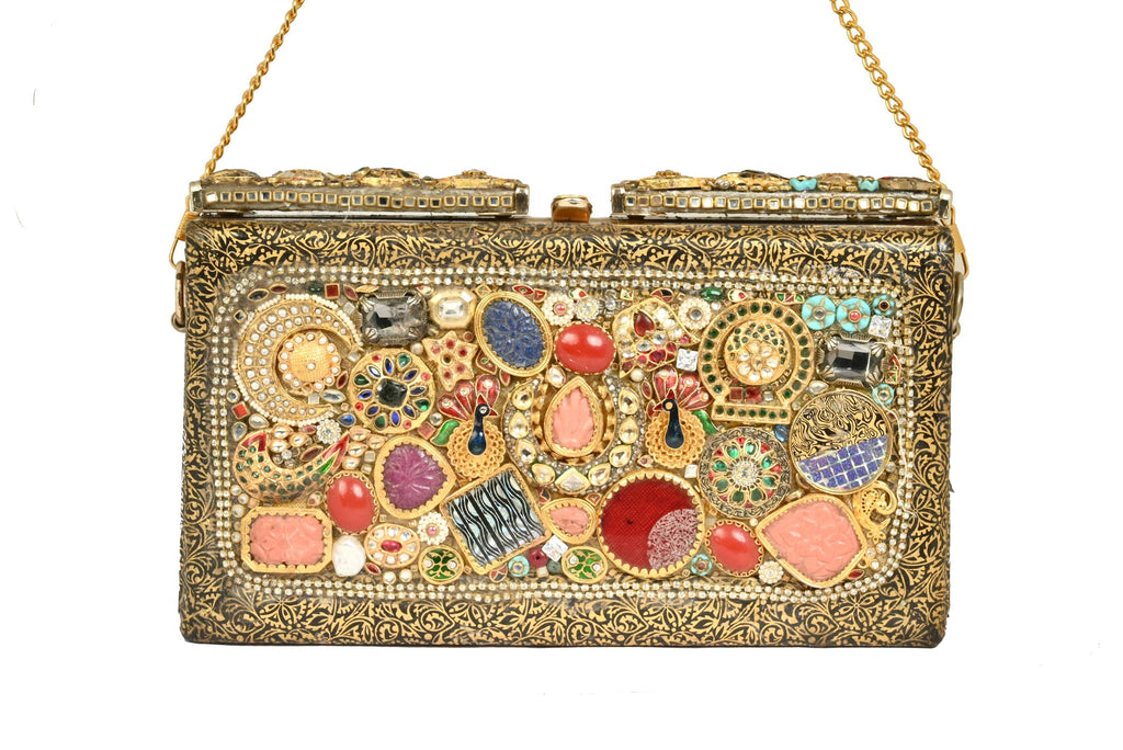Gold Mirror Work Clutch By Fluorite