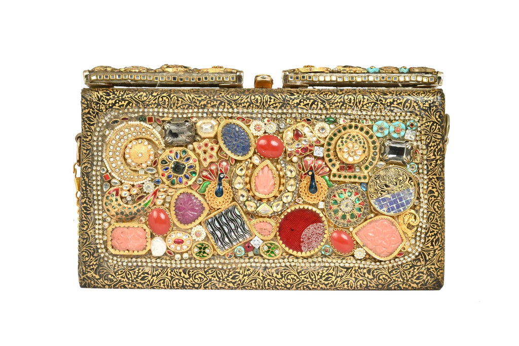 Gold Mirror Work Clutch By Fluorite