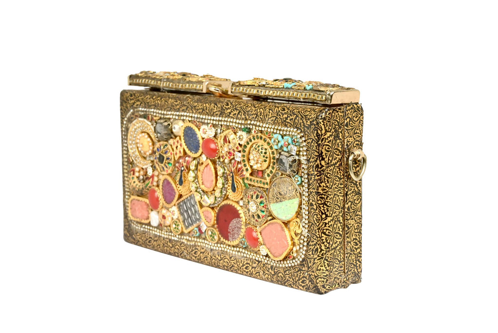 Gold Mirror Work Clutch By Fluorite