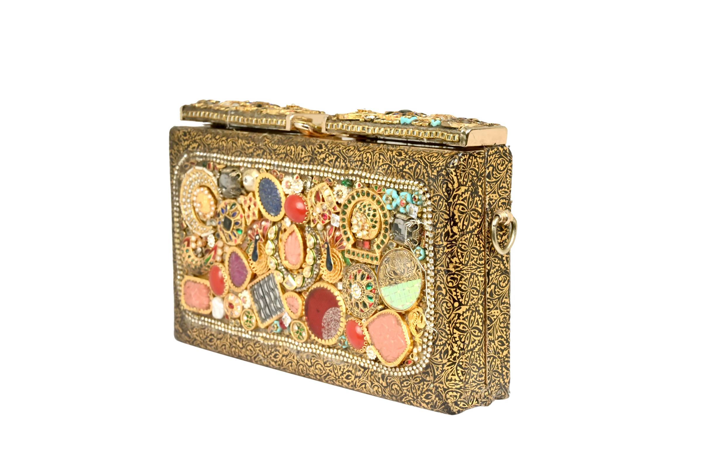 Gold Mirror Work Clutch By Fluorite