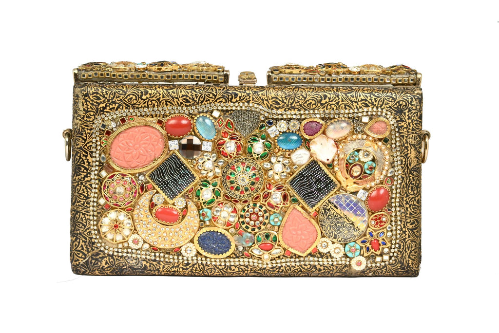 Gold Mirror Work Clutch By Fluorite