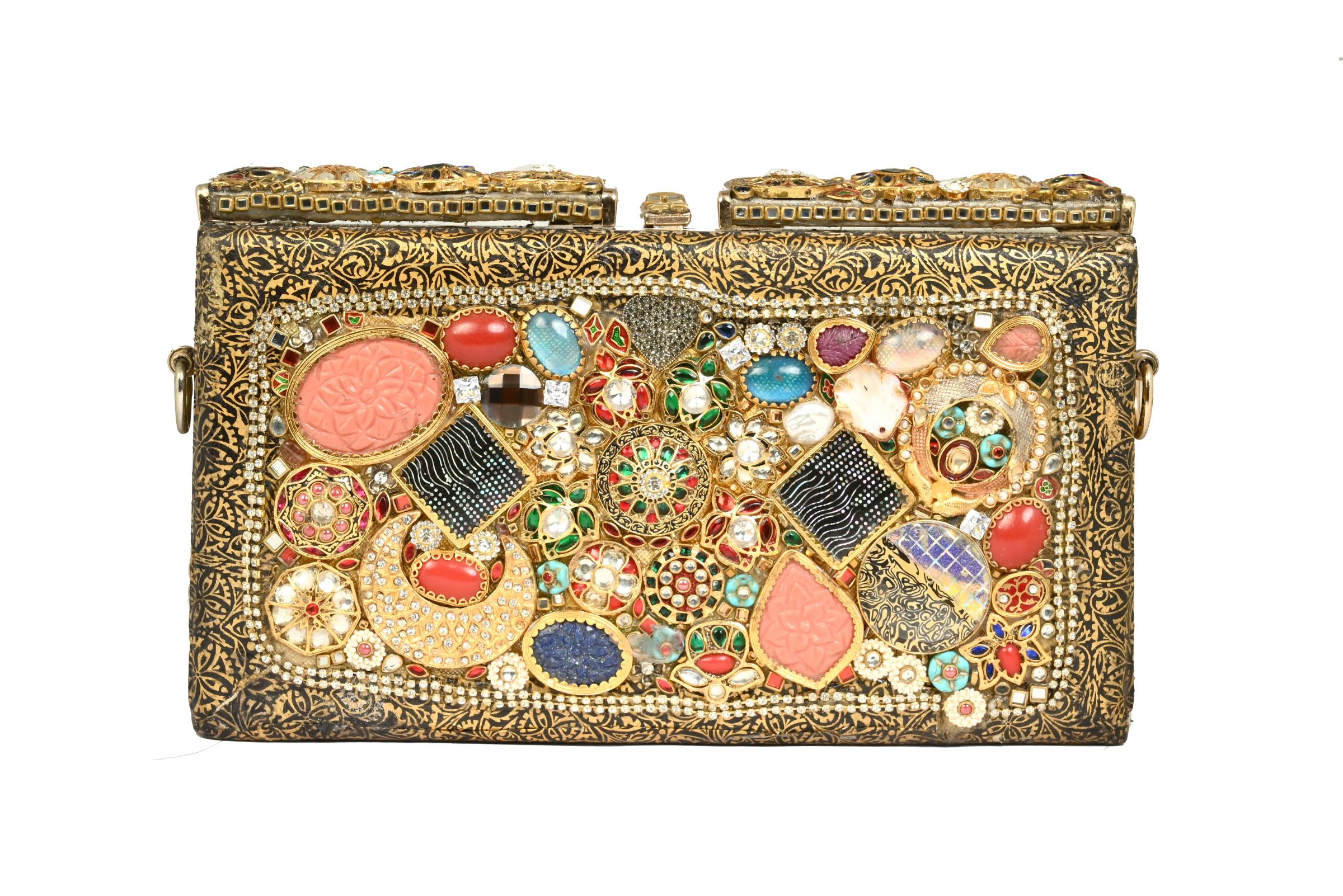 Gold Mirror Work Clutch By Fluorite