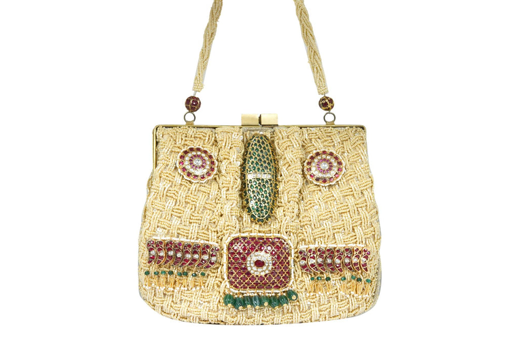 Hand-Embellished Beaded Gemstone Clutch