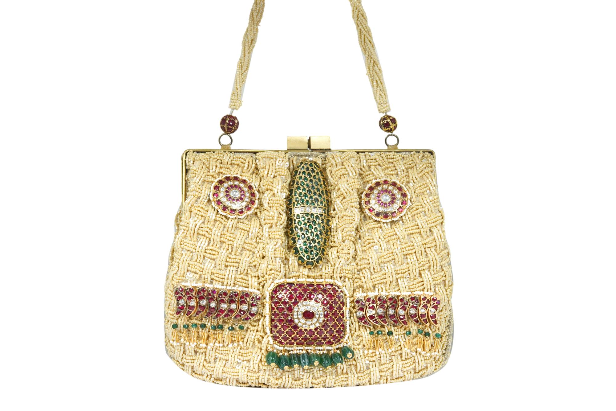 Hand-Embellished Beaded Gemstone Clutch