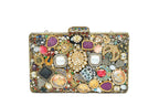 Embellished Geometric Red & Gold Clutch