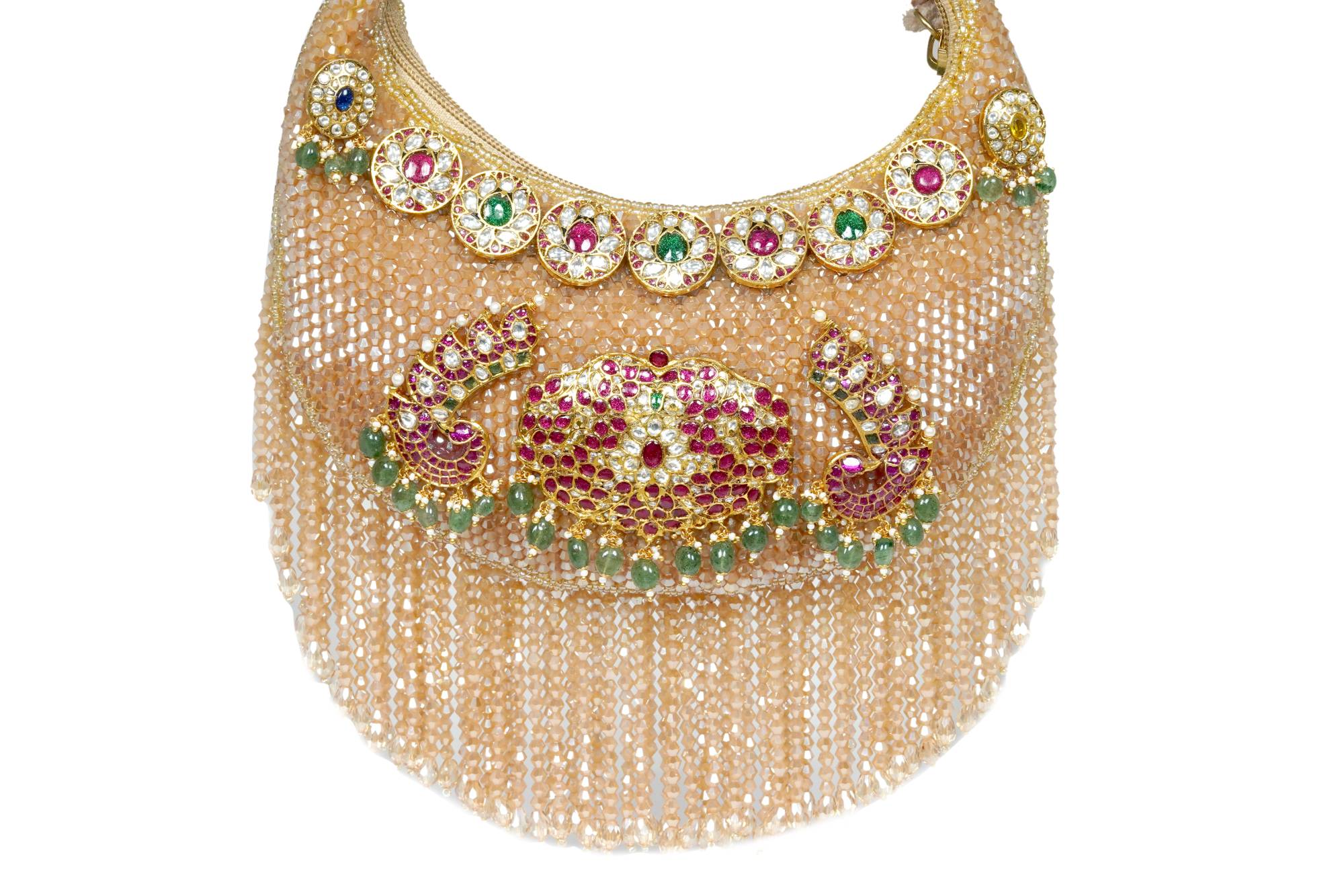 Embellished Beaded Gemstone Clutch