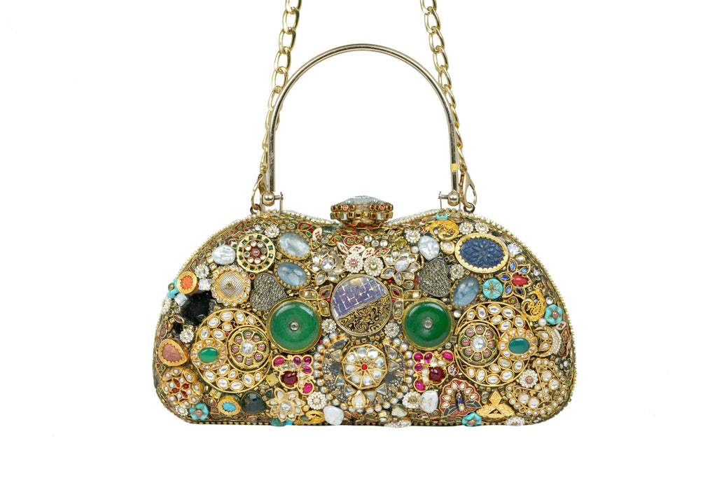 Jeweled Embellished Clutch Bag By Fluorite