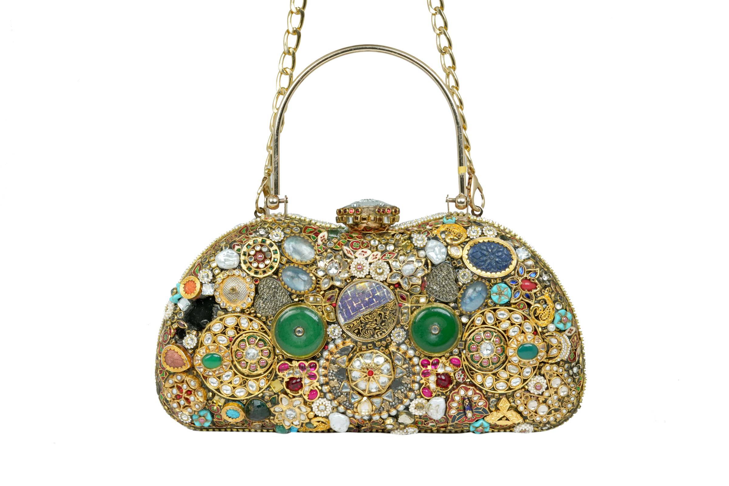 Jeweled Embellished Clutch Bag By Fluorite