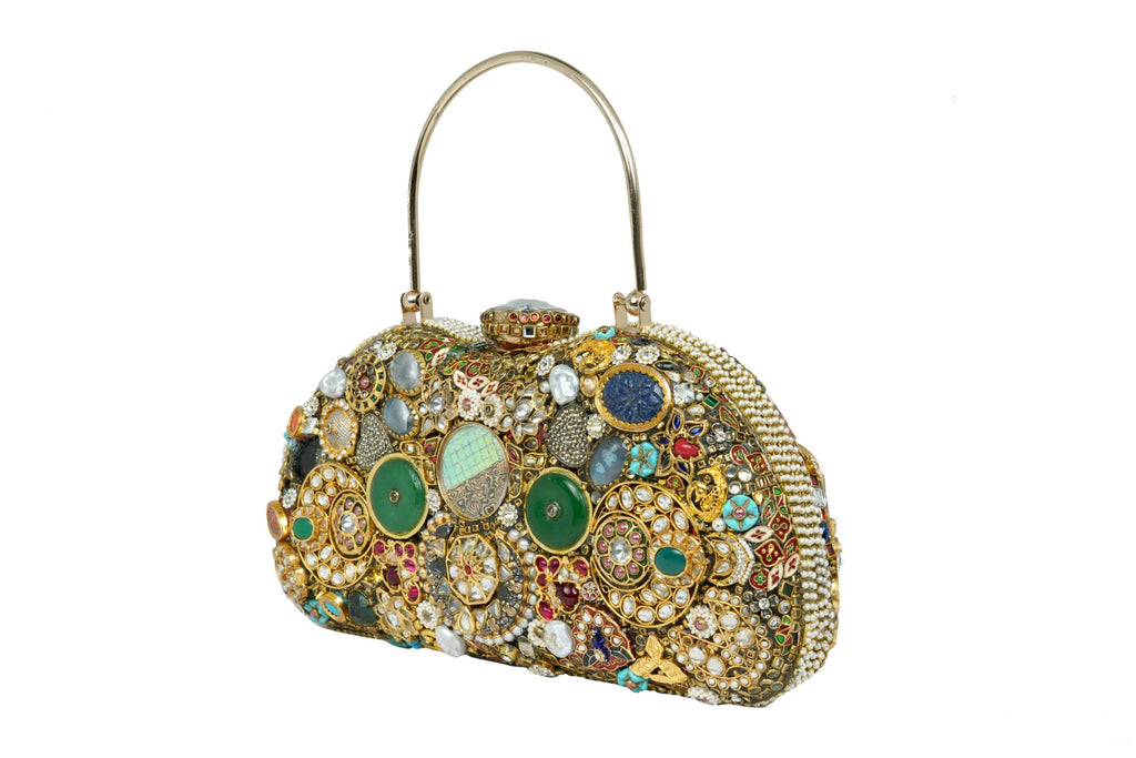 Jeweled Embellished Clutch Bag By Fluorite