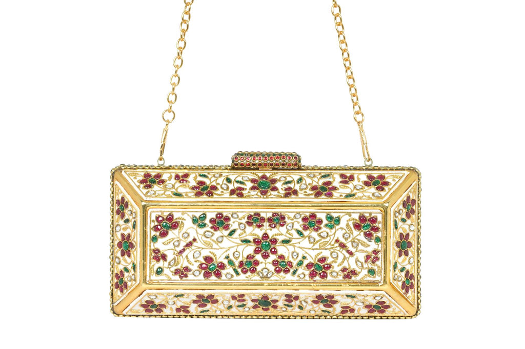 Jeweled Floral Evening Clutch