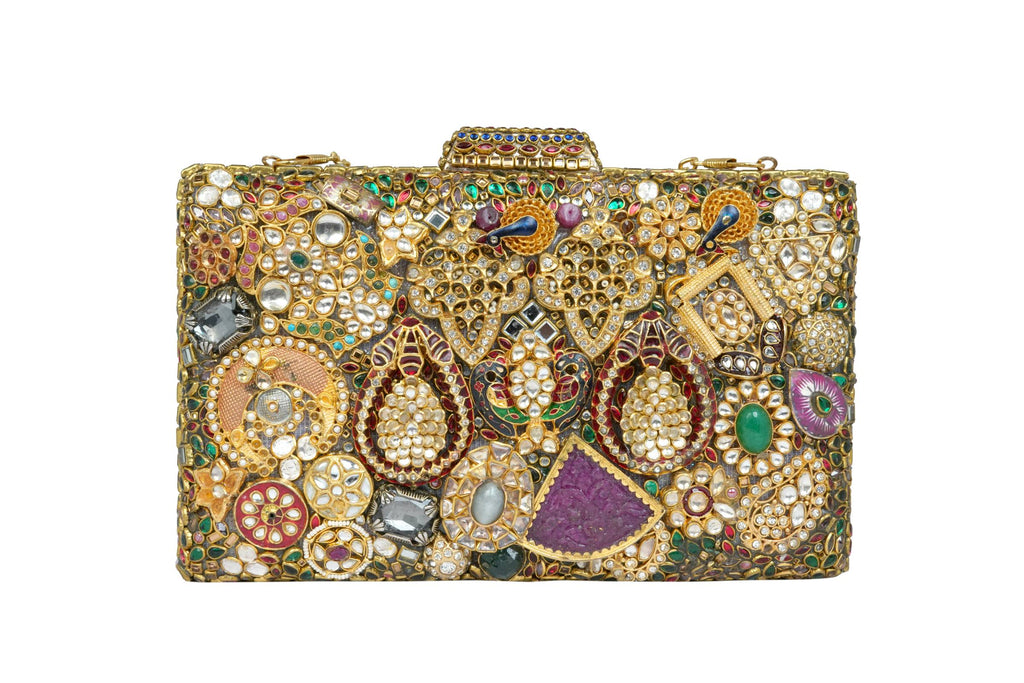 Embellished Gemstone Clutch By Fluorite