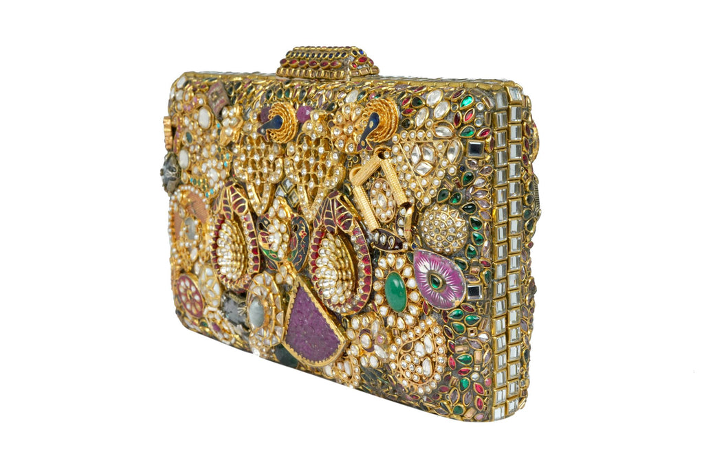 Embellished Gemstone Clutch By Fluorite