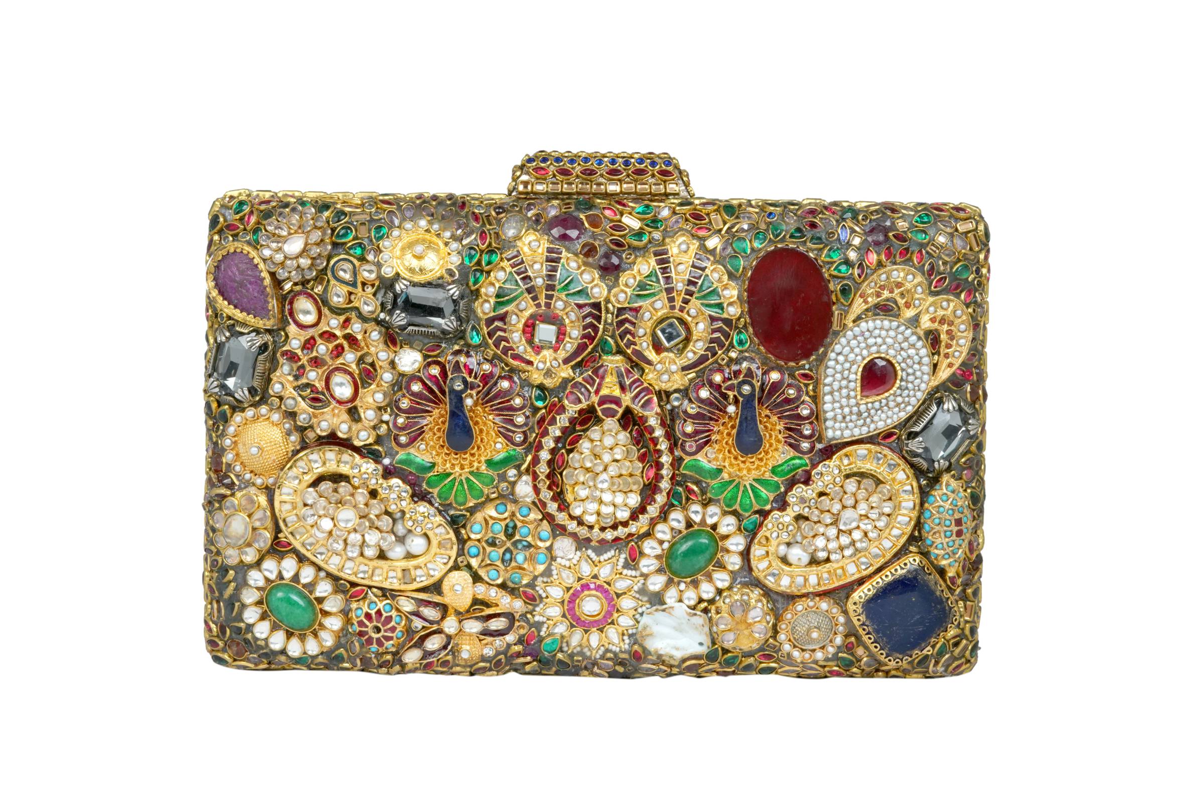 Embellished Gemstone Clutch By Fluorite