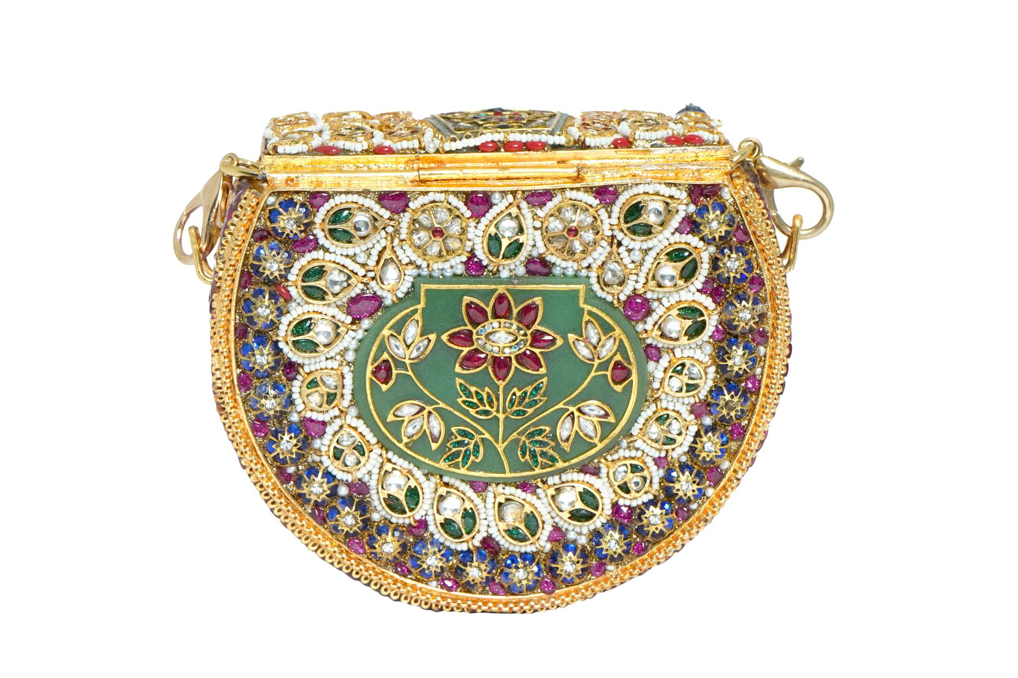 Intricately Embellished Multi-Color Gemstone Clutch