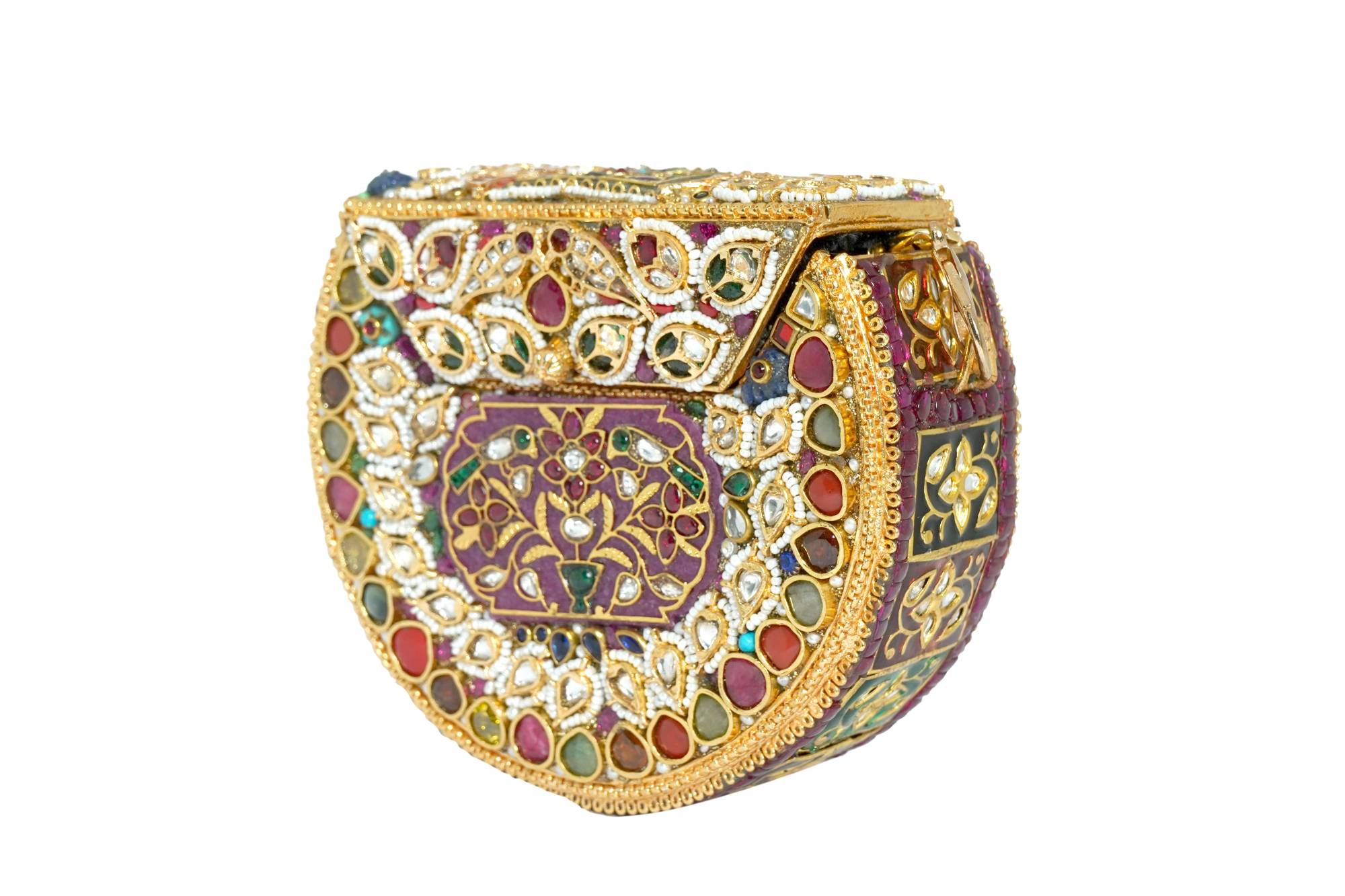 Intricately Embellished Multi-Color Gemstone Clutch