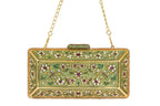 Green Enameled Gemstone Box Clutch