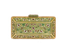 Green Enameled Gemstone Box Clutch