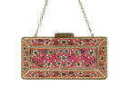 Pink Floral Embellished Box Clutch