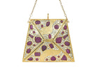 Gold Embellished Kundan & Ruby Stone Clutch