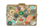 Multi-Gemstone Embellished Box Clutch