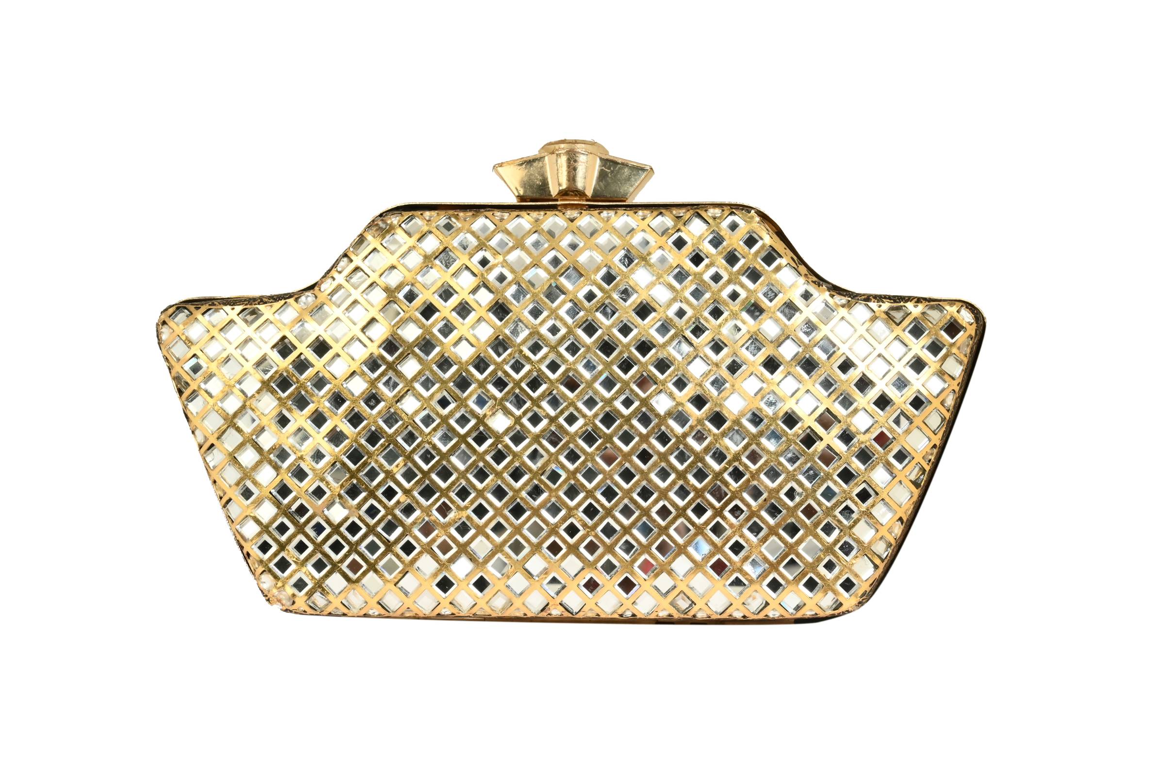 Gold Mirror Work Clutch By Fluorite